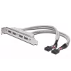 Kabel wspornika gniazda USB 2.0 HighSpeed typ 2xIDC (5pin)/4xUSB A M/Ż szary 0,25m