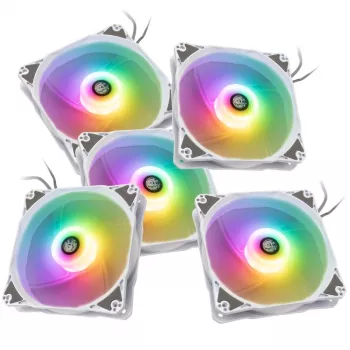 Zestaw wentylatorów obudowy BitsPower Notos RGB PWM 120 mm — biały, 5 szt.