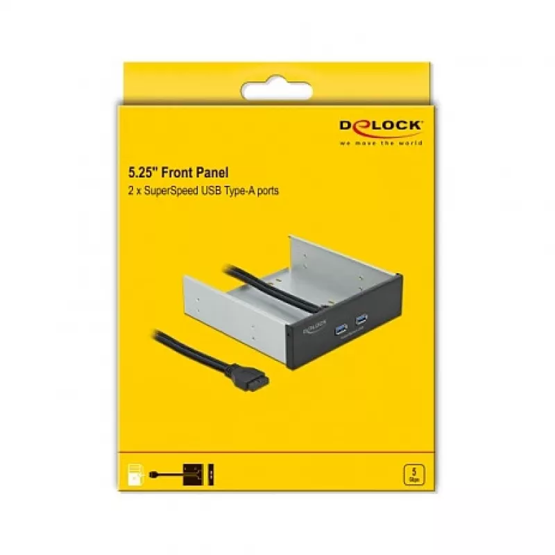 Front Panel DeLOCK 5.25 inch 2 x USB 5 Gbps Type-A ports