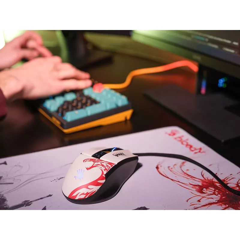 Przewodowa mysz gamingowa A4Tech Bloody L65 MAX RGB 16000 DPI ergonomiczna dla praworęcznych