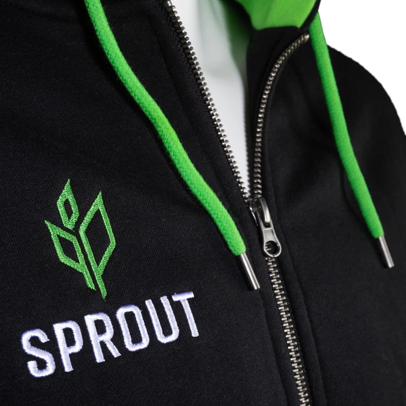 GamersWear SPROUT Basic bluza z kapturem na zamek rozm. M czarna/zielona