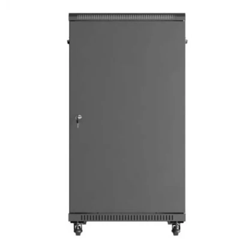 Szafa rack 19 cali LANBERG 22U 600x1000 mm, czarna, szklane drzwi przednie i tylne