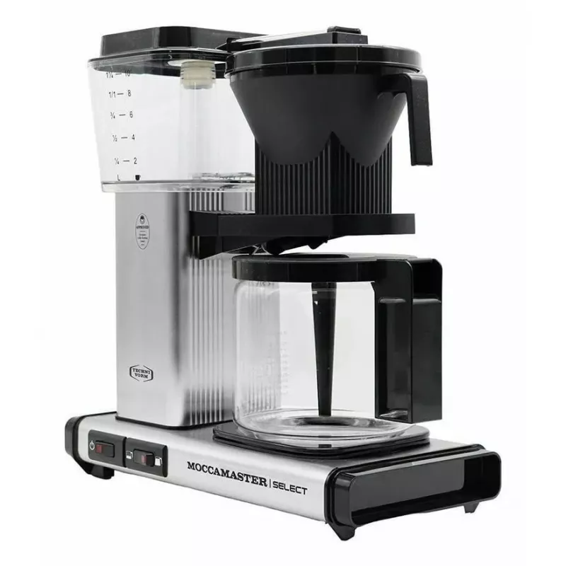 Ekspres przelewowy MOCCAMASTER KBG 741 — zbiornik na wodę 1,25 l, dzbanek na 10 filiżanek, 1520 W, stal nierdzewna/czarny