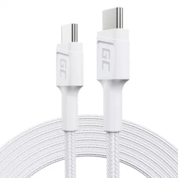 Kabel USB C do USB C zielony Cell KABGC29W 2 m, USB 3.2 Gen 1, 60 W PD, pleciony TPE, biały