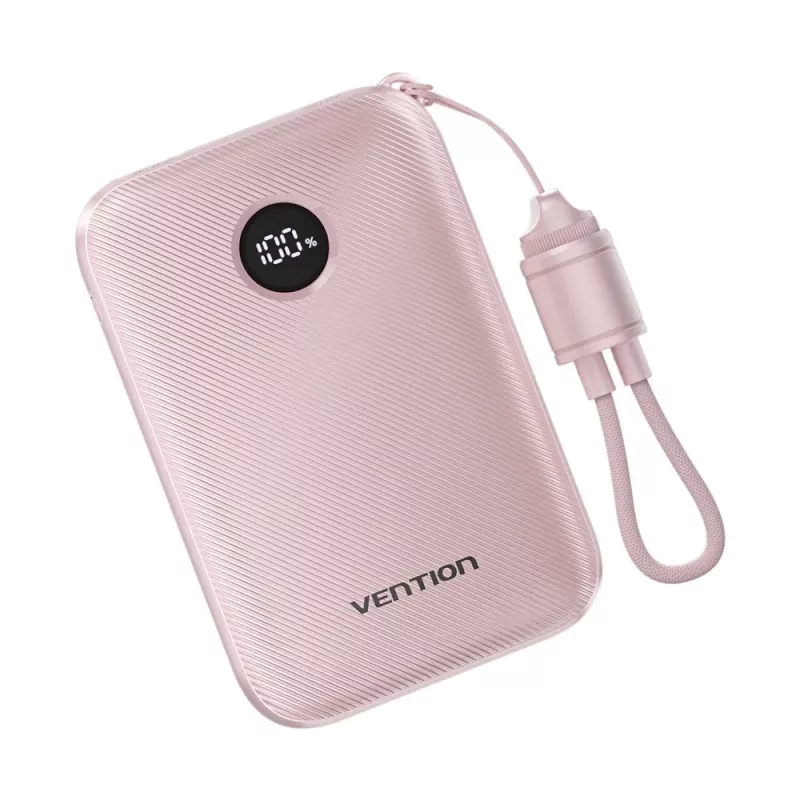Power bank Vention FKAP0-C 10000 mAh, 2× USB-C + 1× USB-A, 22.5 W, Różowy