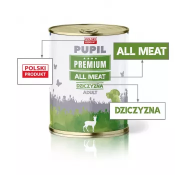 PUPIL Premium All Meat Venison - karma mokra dla psa - 800g