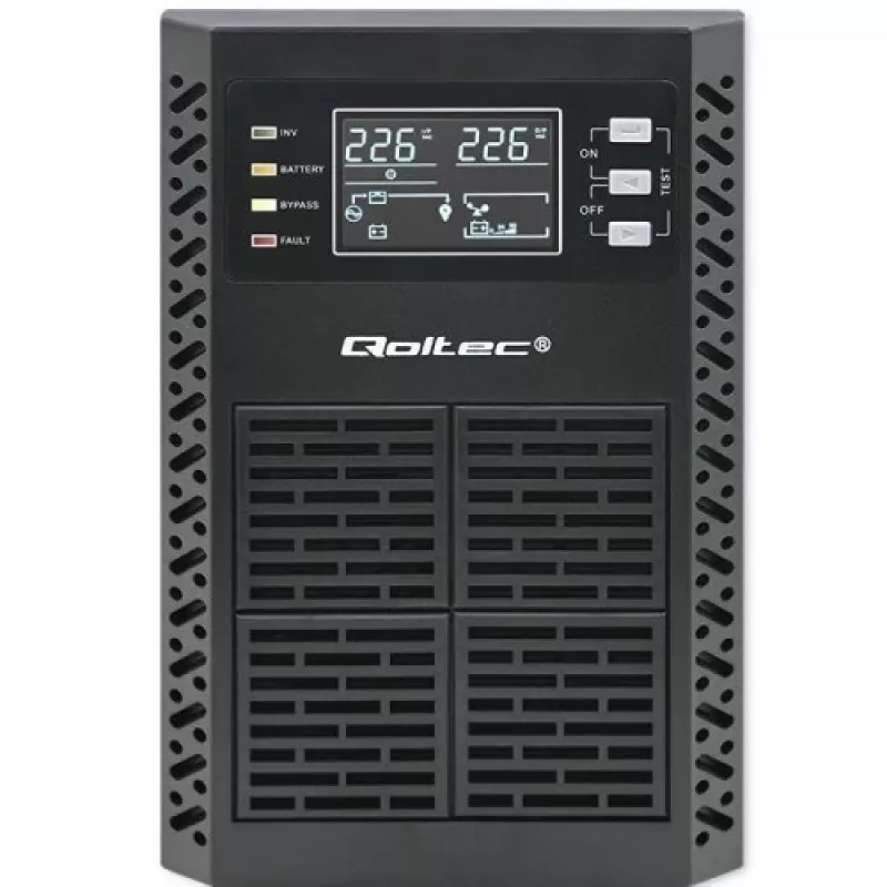 Qoltec 52281 zasilacz awaryjny (UPS) Online 2 kVA 2000 W 3 gniazda wyjściowe
