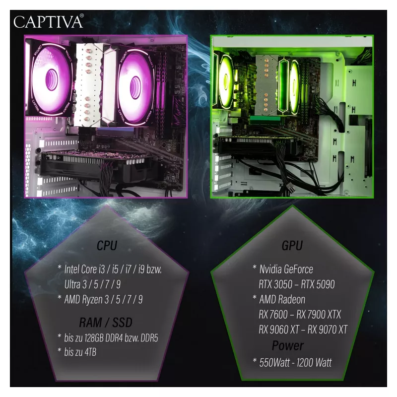 Komputer Captiva CAPTIVA PC Advanced Gaming R94-169 Ryzen 7 5700X 32GB SSD 1TB RTX5060 Ti 8GB Windows 11 Home 64-bit