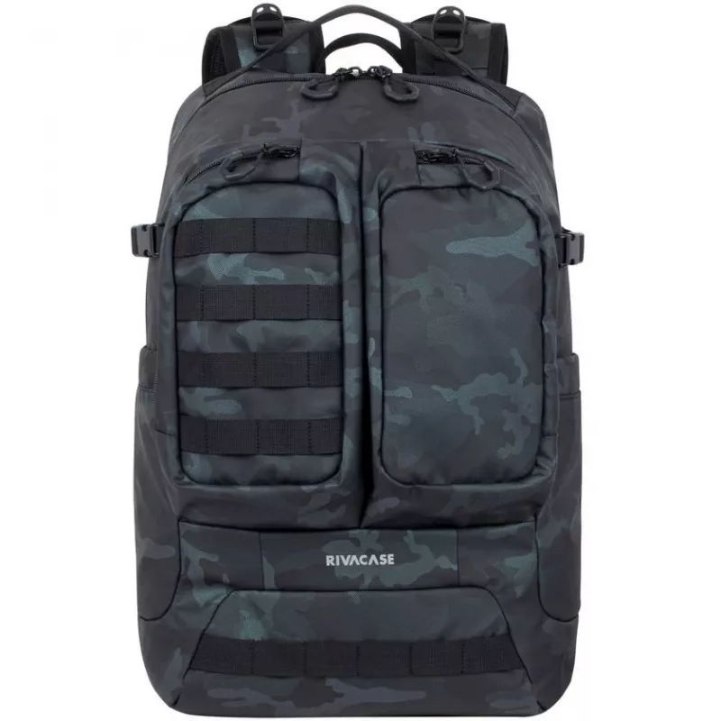 Plecak Rivacase Sherwood Camouflage, granatowy Poliester, poliuretan