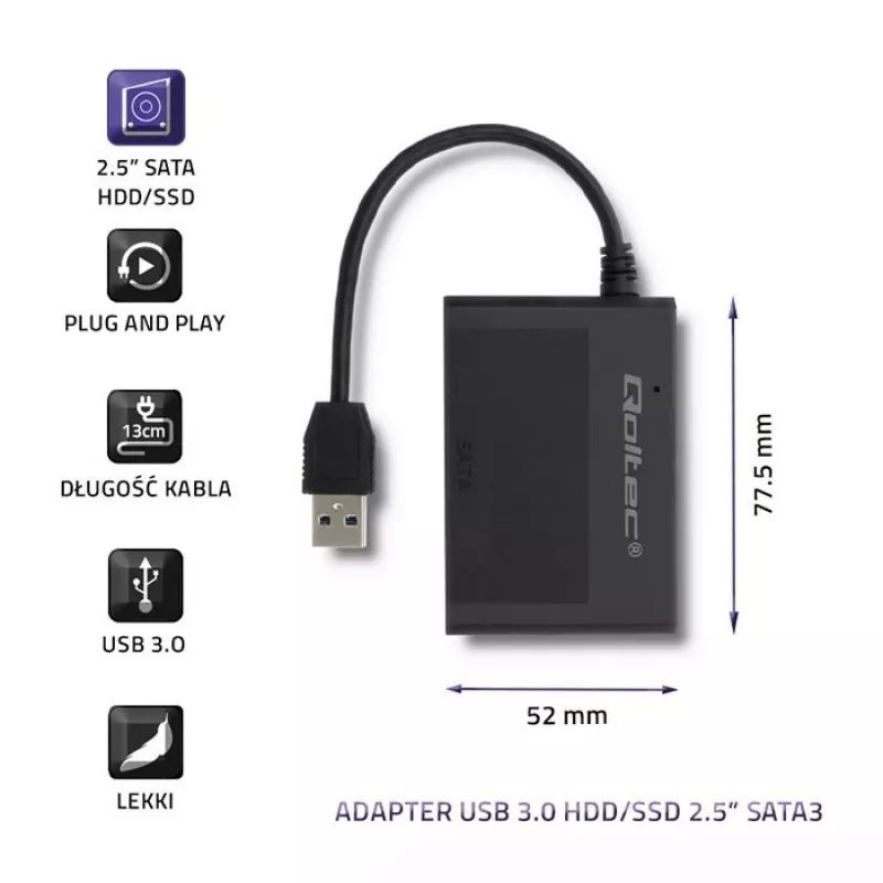 Adapter do dysków twardych Qoltec USB 3.0 HDD/SSD