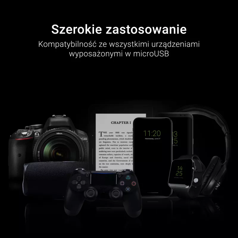 Matowy płaski kabel - USB-A do Micro-USB