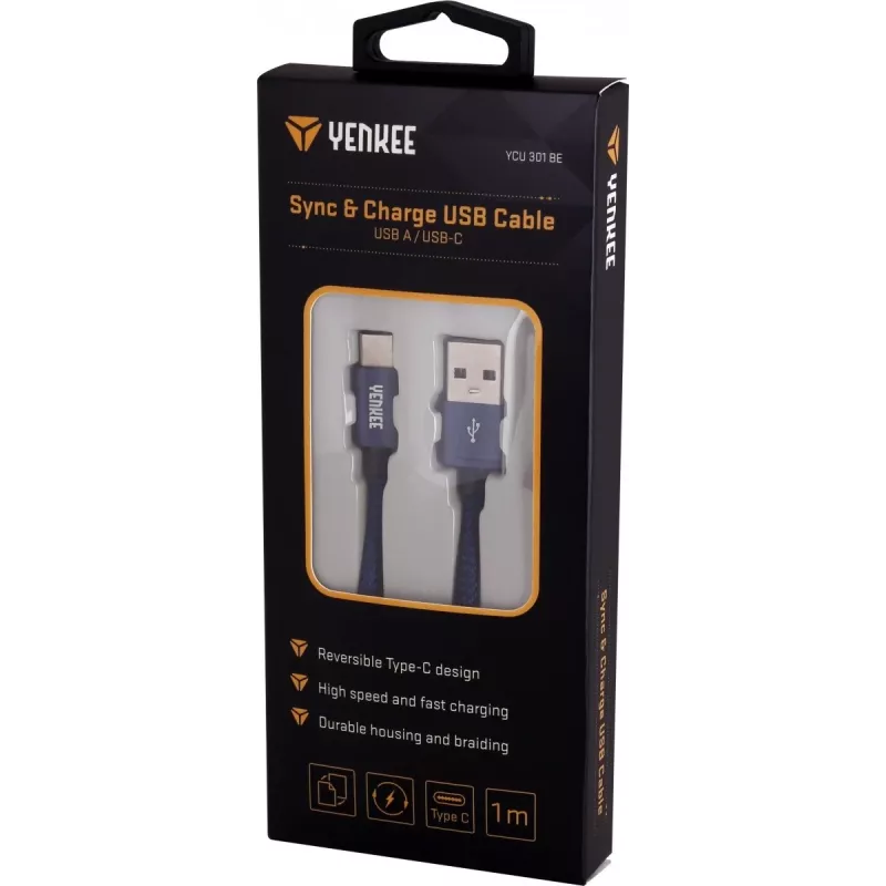 Kabel YENKEE YCU 301 BE USB-A 2.0/USB-C 1m Fioletowy