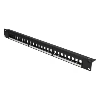 Patchpanel Extralink 24-port U/UTP (UTP) modułowy, 1U, czarny, szerokość 482,6 mm