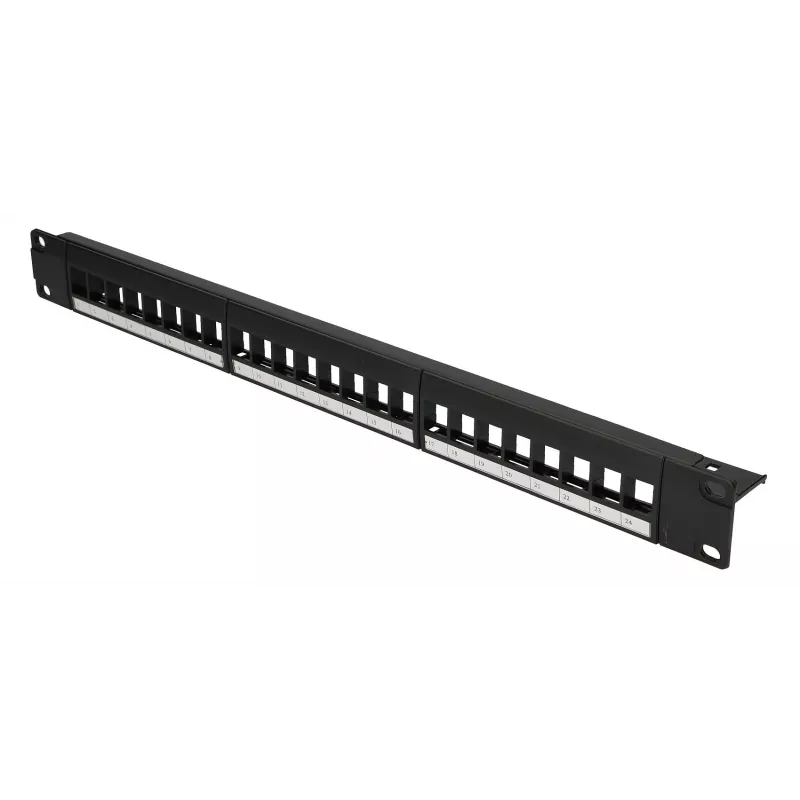 Patchpanel Extralink 24-port U/UTP (UTP) modułowy, 1U, czarny, szerokość 482,6 mm