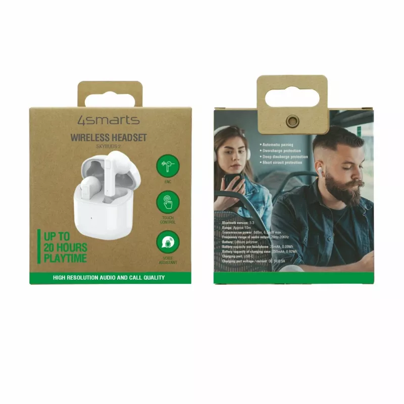 4smarts TWS Bluetooth Headphones SkyBuds 2 ENC Biały - Słuchawki - 20 KHz