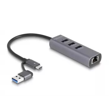 DeLOCK 64282 stacja dokująca do laptopa i replikator portów Przewodowy USB 3.2 Gen 1 (3.1 Gen 1) Type-C Szary (64282)