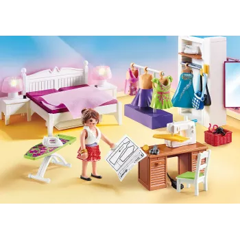Playmobil Zestaw z figurkami Dollhouse 70208 Sypialnia z kącikiem do szycia