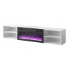 Szafka pod telewizor cama meble POLO 180x33x39 cm z kominkiem elektrycznym 1400–1600 W, laminowana, biała/czarna
