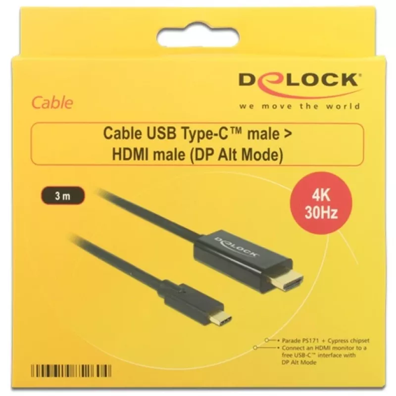 adapter kablowya wideo DeLOCK 85260 USB Typ-C HDMI 3 m Czarny