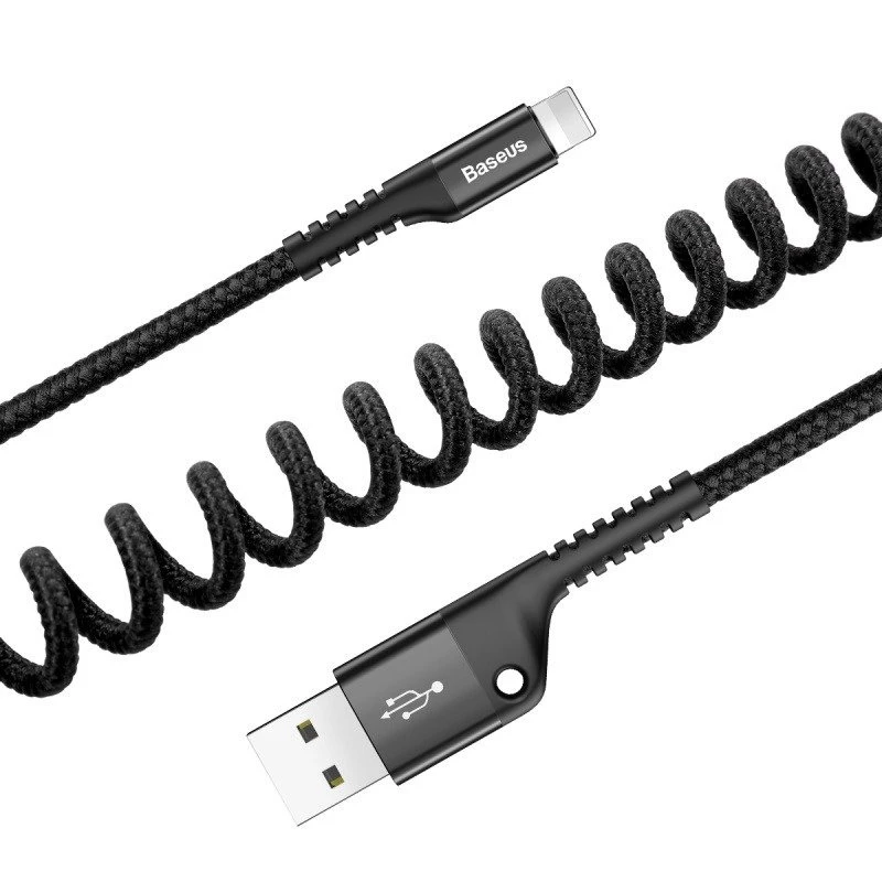 Kabel Baseus Lightning sprężynowy 1m 2A (czarny)