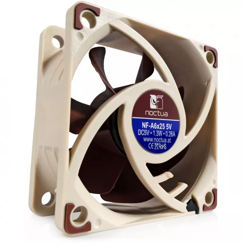 Wentylator obudowy komputera Noctua NF-A6x25 5V — 60 mm, 3000 RPM, 29,2 m³/h, biały