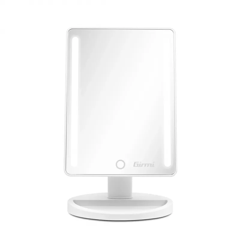 Lustro stojące do makijażu Girmi BE04 — prostokątne, powiększenie 1x, białe LED, USB/4×AA, obrót 180°
