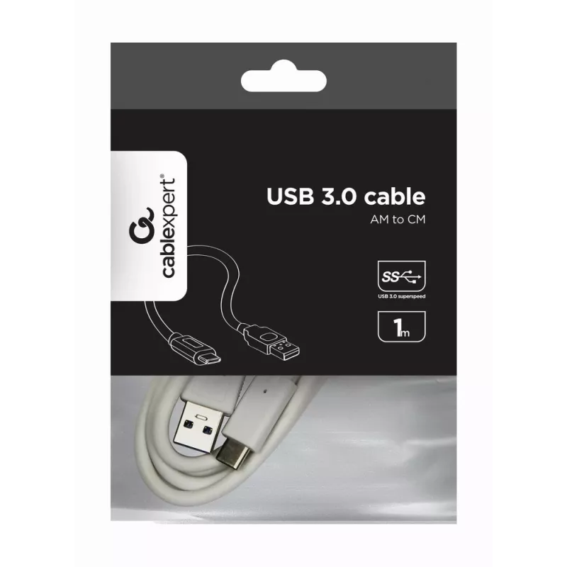 Kabel USB Gembird USB A na USB C 1 m, USB 3.2 Gen 1, biały