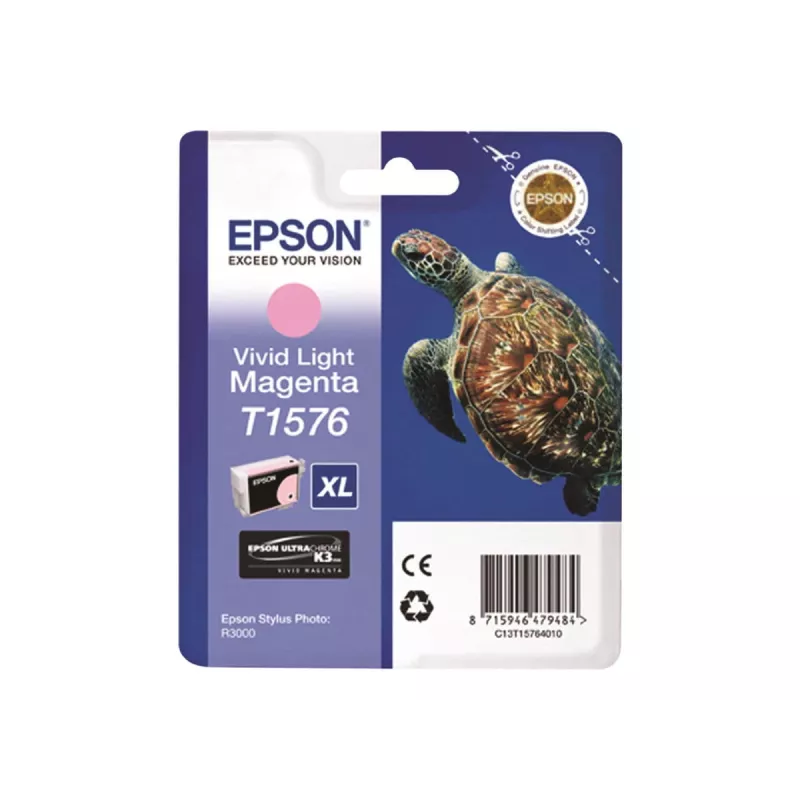 Epson Turtle T1576 Vivid Light magenta, High (XL) Yield, Vivid light magenta, atrament pigmentowy, 25.9 ml, 1 szt., 2300 stron
