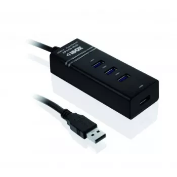 Koncentrator USB 3.2 Gen 1 Type-A 4-portowy IBOX IUH3FB, 5000 Mbit/s, czarny, kabel 0.5 m
