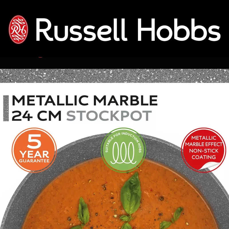 Garnek Russell Hobbs RH02809EU7 24 cm Metallic Marble, wytrzymały garnek do gotowania