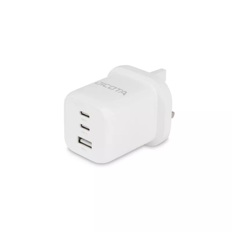 Zasilacz Dicota - kompaktowy, GaN - 65 W - 5 A - PD 3.0 - 3 porty wyjściowe (2 x USB-C, USB)