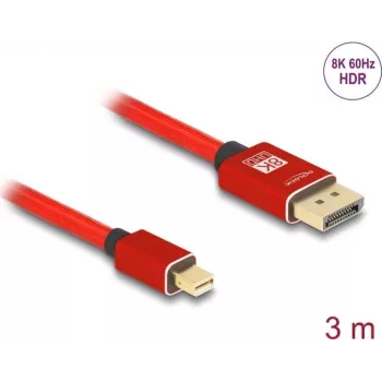 Kabel DeLOCK Mini DisplayPort na DisplayPort 8K 60 Hz 3 m czerwony metal