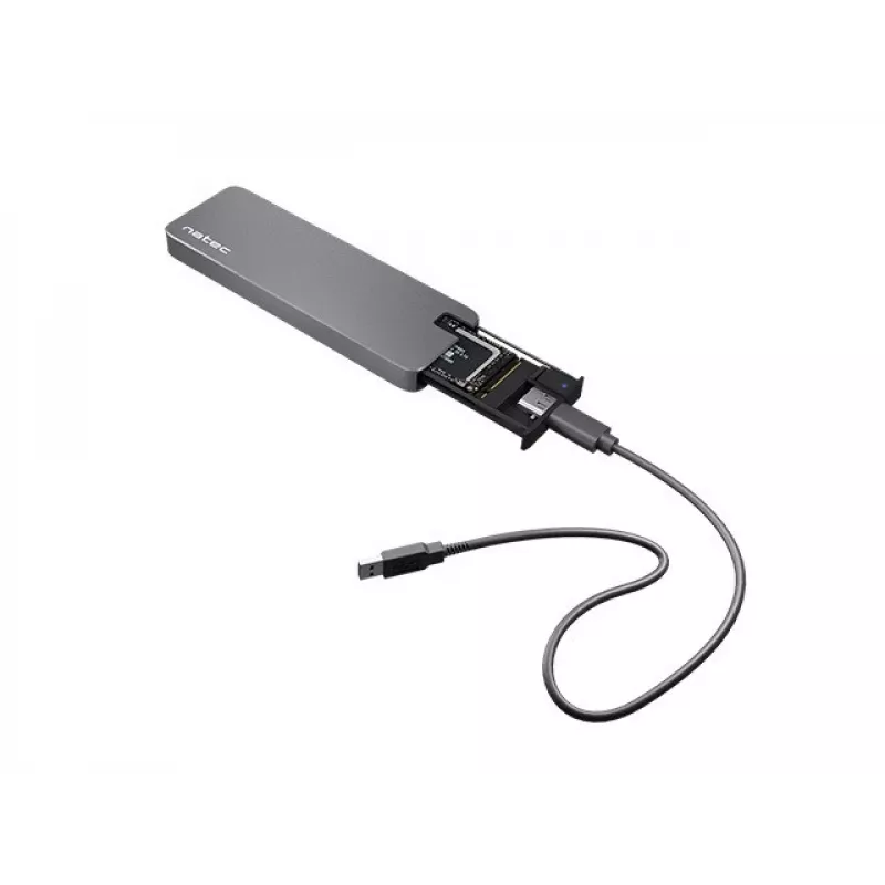 SSD enclosure NATEC Rhino M.2 NVMe Czarna 2 TB USB Type-C, M.2 NVMe, USB 3.1 Gen 2, obsługuje 30 mm