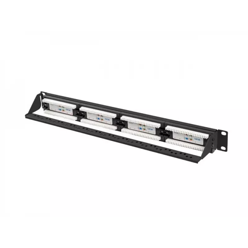 Patch panel 1U LANBERG PPUA-1024-B, 24 porty, Cat6a, U/UTP, 1U rack, głębokość 102 mm, metal, czarny