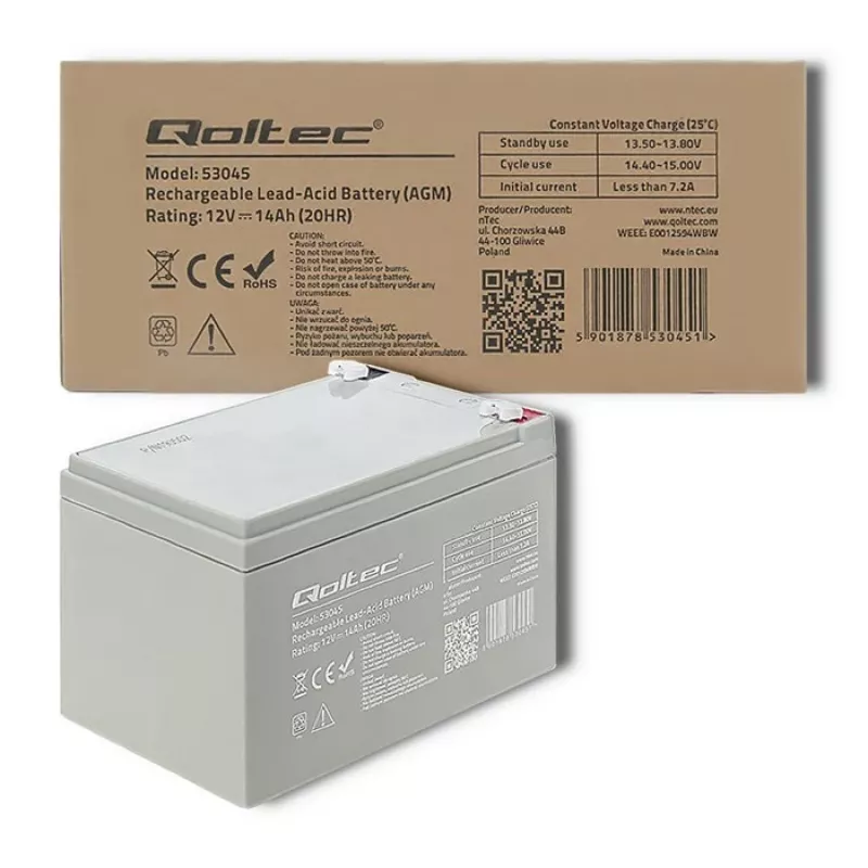 Qoltec 53045 akumulator AGM 12V 14Ah