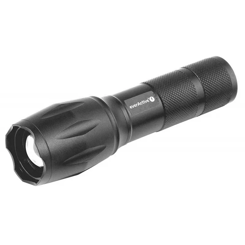 Latarka everActive FL600 — 600 lm, 10 W, obudowa aluminiowa, IPX4, 130 mm, 3×AAA, czerwona
