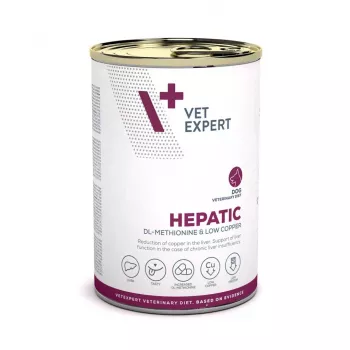 Mokra karma dla psów VETEXPERT Veterinary Diet Hepatic, 400 g, wsparcie wątroby, smak mięsny