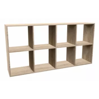 Bookcase top e shop MALAX 2X4 SONOMA, dąb Sonoma, 8 półek, 1470×300×750 mm