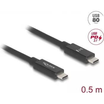 Kabel DeLOCK USB 0,5 m USB C czarny 80 Gbit/s