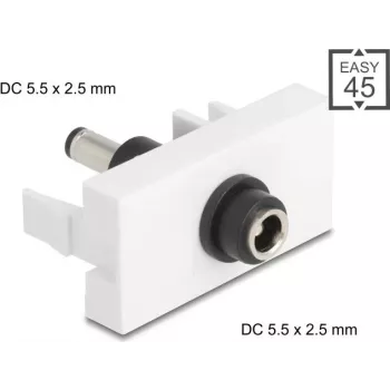 Moduł przedłużania zasilania DC DELOCK Easy 45 — gniazdo DC 5.5×2,5 mm na wtyk DC 5.5×2,5 mm — model 90865