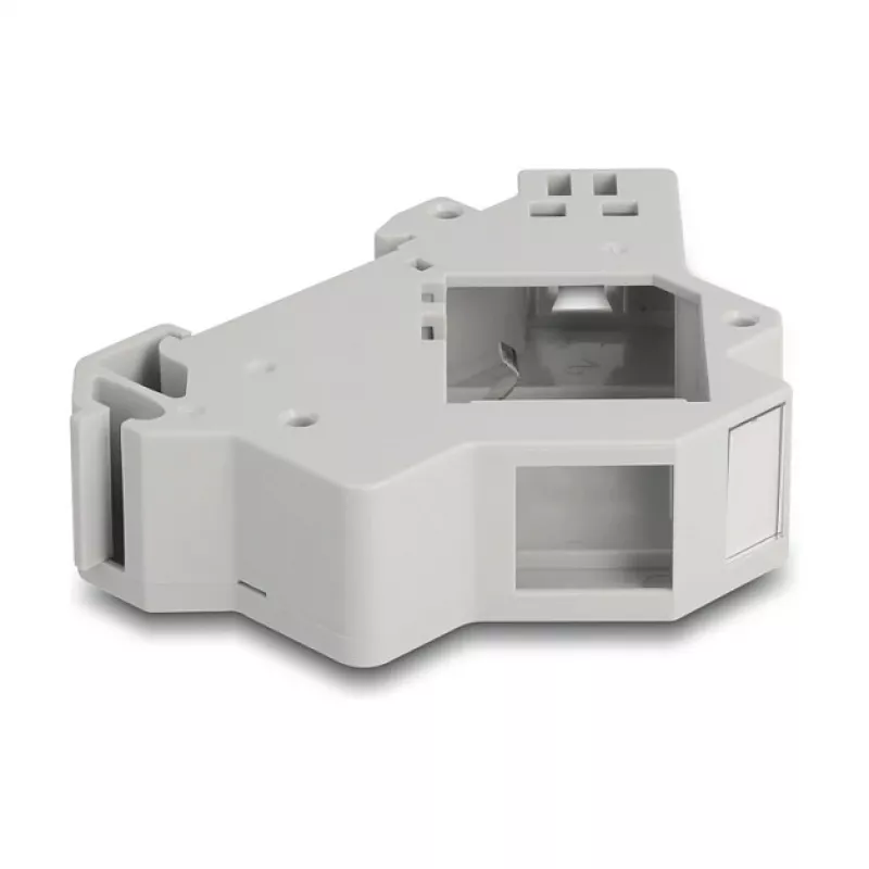 Uchwyt Keystone zatrzaskowy na szynę DIN DELOCK 67043 — tworzywo sztuczne, uziemiony, 60×88,2×21,5 mm, szary