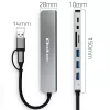 QOLTEC USB-C hub 4x USB + czytnik kart SD/TF model 53794