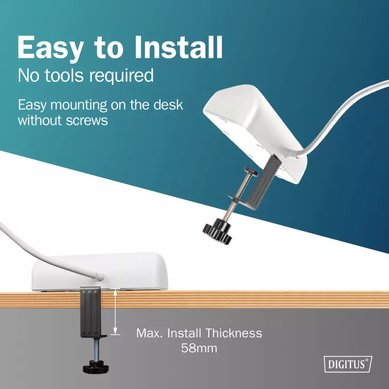 Listwa zasilająca DIGITUS 3-drożna z 2×USB-A i 1×USB-C, 3 gniazda AC typu E/F, kabel 1,5 m, biała