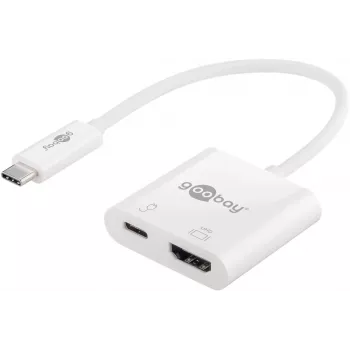 Goobay USB-C™ Multiport Adapter HDMI, Biały, 0,145 m - rozszerza urządzenie USB-C™ o złącze HDMI™ (62110)