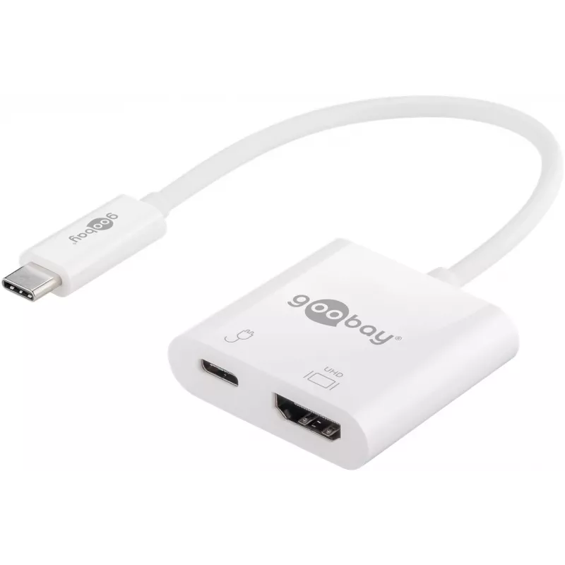 Goobay USB-C™ Multiport Adapter HDMI, Biały, 0,145 m - rozszerza urządzenie USB-C™ o złącze HDMI™ (62110)