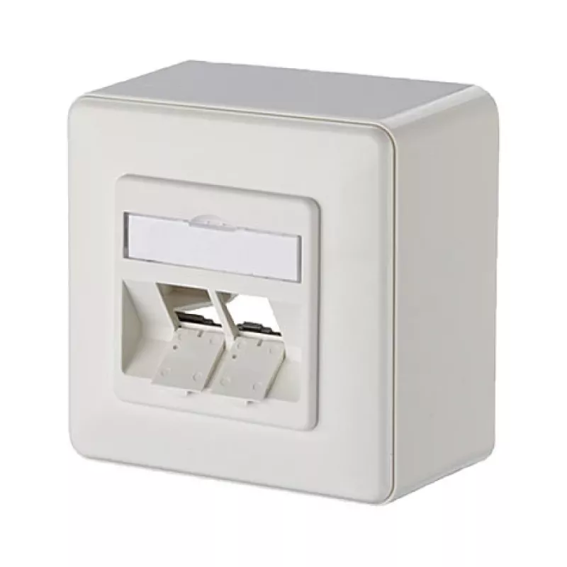 METZ CONNECT Keystone Connection Socket AP 2-Port, Unequipped, Pure biały