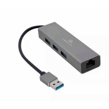 Gembird A-AMU3-LAN-01 adapter USB-A na Gigabit LAN z 3-portowym hubem USB 3.0, czarny
