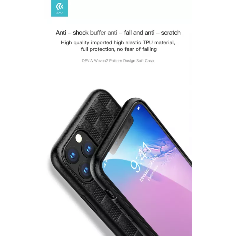 Miękkie etui Devia Woven2 do iPhone 11 Pro, ochronna obudowa o teksturze splotu, czerwona