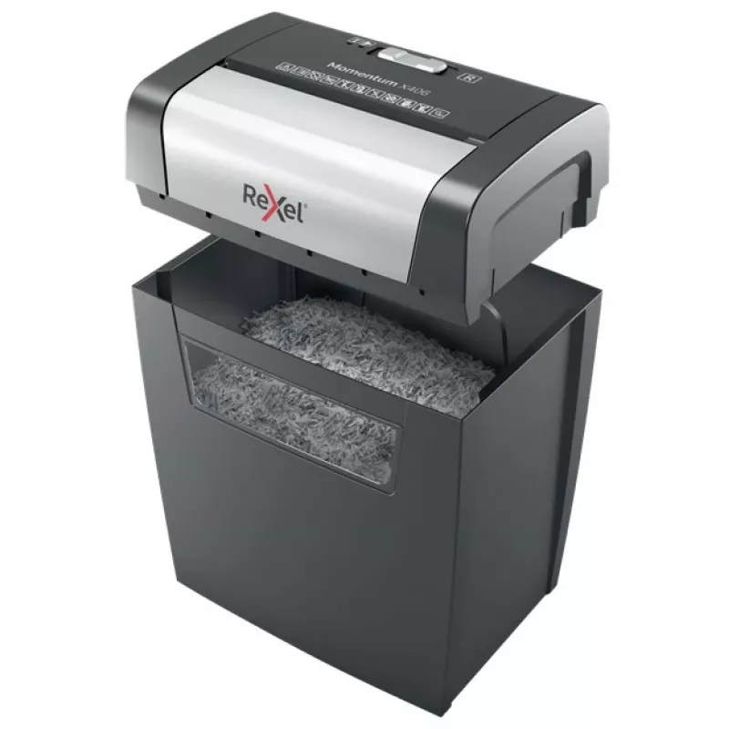 Rexel Momentum X406 niszczarka do papieru z cięciem krzyżowym P4, cięcie cząstkowe, 4 x 28 mm, 15 L, 125 arkuszy, 70 dB, przyciski
