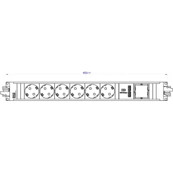 Listwa zasilająca Bachmann STEP ALU, 6x Schuko + 1x ładowarka USB, aluminium